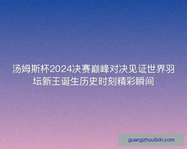 汤姆斯杯2024决赛巅峰对决见证世界羽坛新王诞生历史时刻精彩瞬间