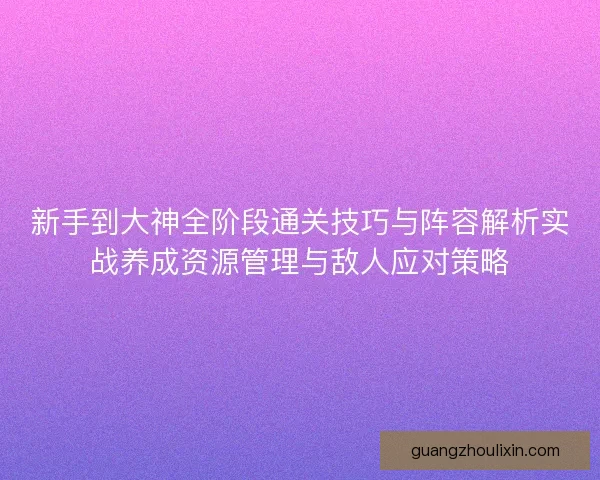 新手到大神全阶段通关技巧与阵容解析实战养成资源管理与敌人应对策略