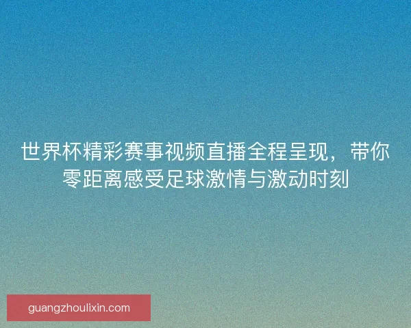 世界杯精彩赛事视频直播全程呈现，带你零距离感受足球激情与激动时刻