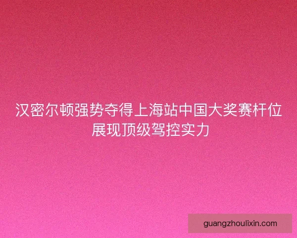 汉密尔顿强势夺得上海站中国大奖赛杆位 展现顶级驾控实力