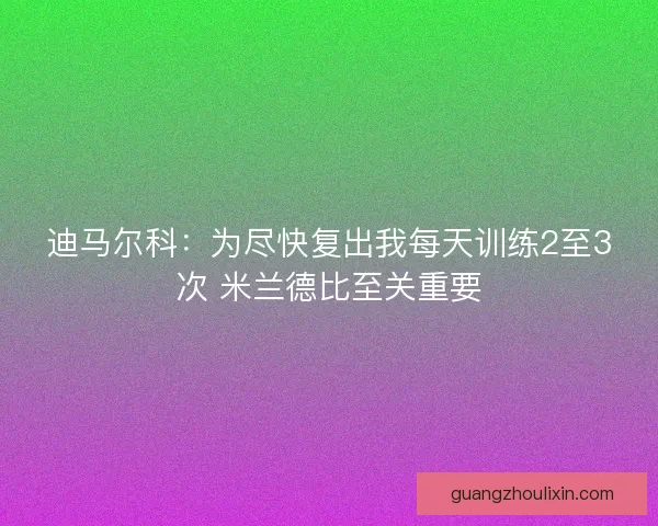 迪马尔科：为尽快复出我每天训练2至3次 米兰德比至关重要